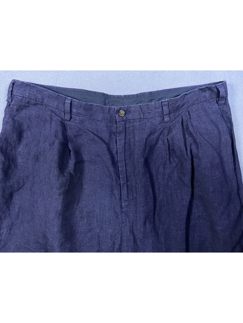 Nautica Rigger Linen Mens 38x32 (Measures 31) Navy Blue Pleated Pants Nautical